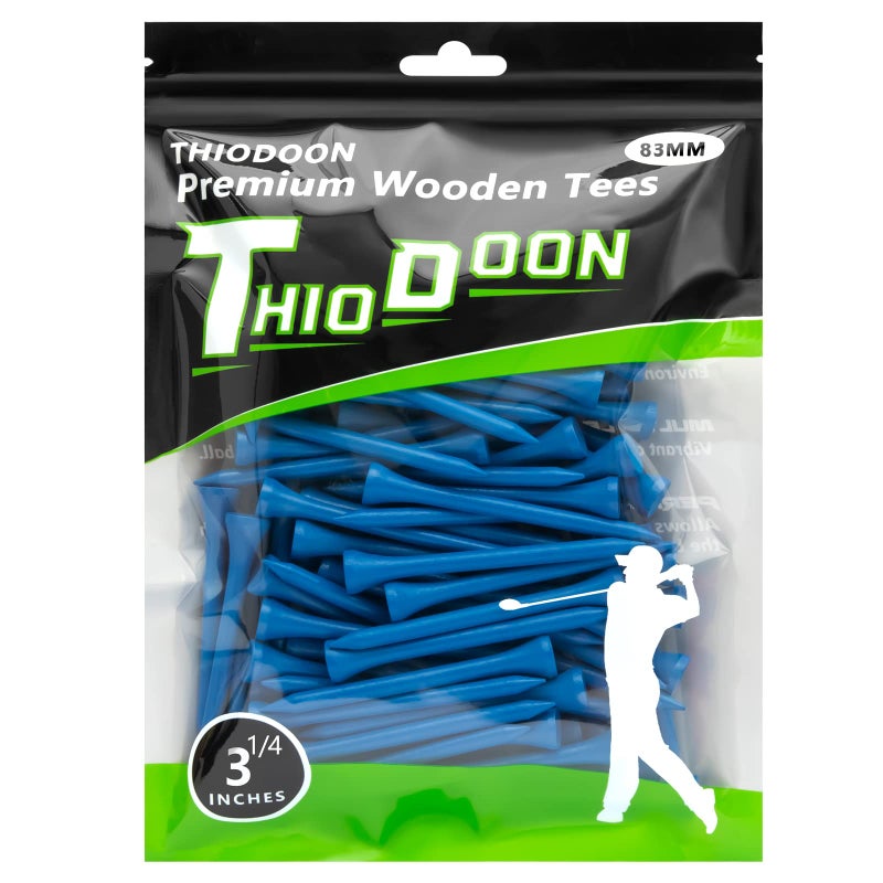THIODOON Golf tees 3 1/4 inch Less Friction Wood Tees Training for Golfer Professional Natural Wood Golf tees Bulk 100 Count Golfing Tees - Image 1
